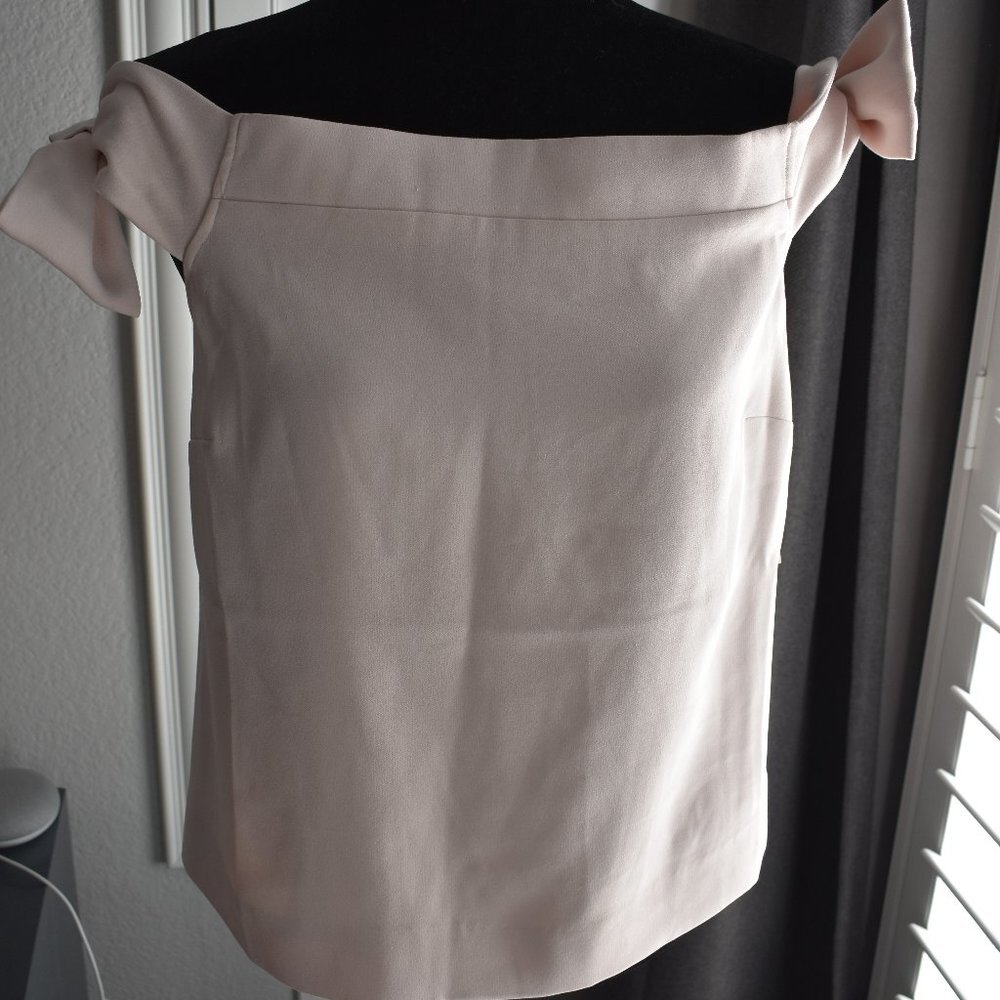 NWT Chelsea28 Off Shoulder Pink Peach Top with Bows, Size S